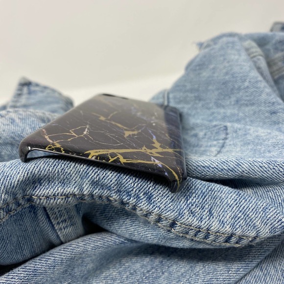 iPhone 7/8 Case Black Gold Marble Print NEW Plastic Glossy Cover - Picture 3 of 4